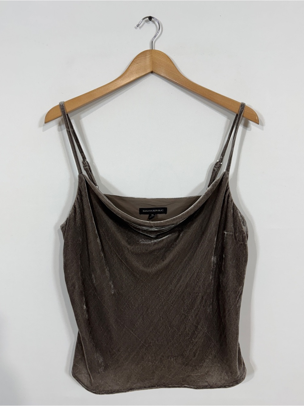 WSH146 {Banana Republic} Brown Gray Velvet Velour Drape Camisole Tank Top
